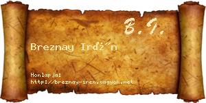 Breznay Irén névjegykártya